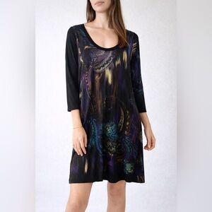 Karen Kane Paisley Tunic Dress | Boho Print | 3/4 Sleeve | Size S